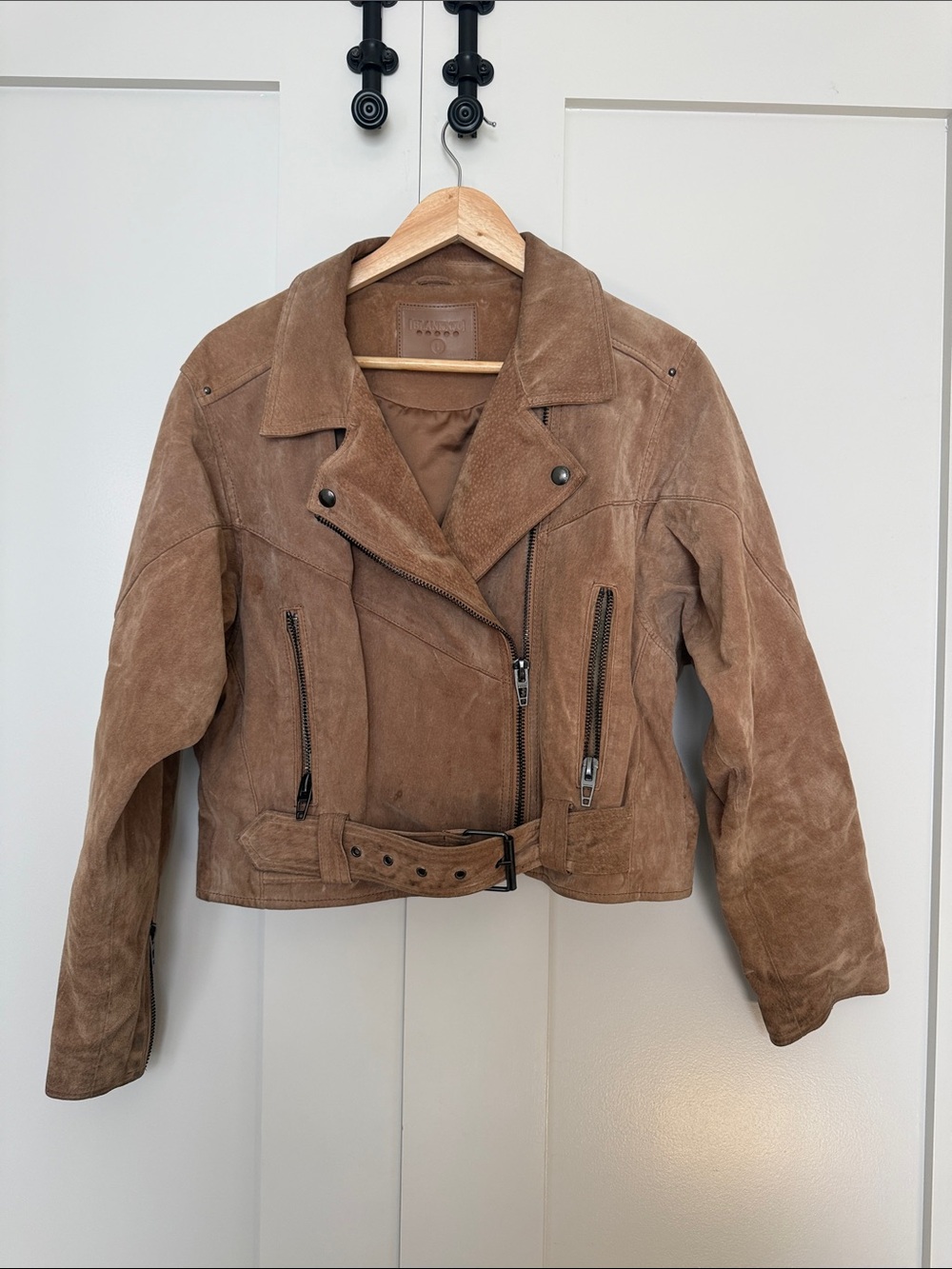 Blank NYC Suede Leather Biker Jacket in Brown
